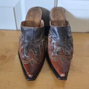 Stetson Two-Tone Leather Western Mules